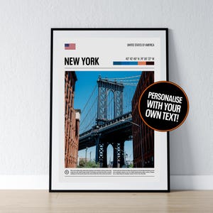 Póster de Nueva York, arte mural de Nueva York, coordenadas de Nueva York, impresión fotográfica de Nueva York, regalo de viaje, póster del puente de Brooklyn, impresión, decoración de pared para el hogar