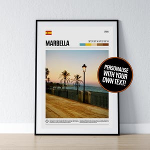 Marbella Poster Marbella Wandkunst Marbella Spanien Andalusien Koordinaten Foto Druck Reise Geschenk Poster Print Home Wand Dekoration