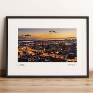 Impressão de Lisboa, pôster de Lisboa, coordenadas de Lisboa, arte de parede de Lisboa, impressão de Lisboa, Portugal, viagem de Lisboa, decoração para casa, impressão de fotos de Lisboa