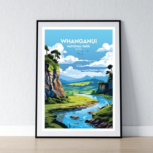 Whanganui National Park Poster Whanganui National Park Druck Minimalistisches Poster Print Wohnkultur Wand Kunst Reise Geschenk WPA