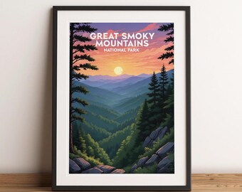 Great Smoky Mountains National Park Poster Great Smoky Mountains National Park Print Minimalist Poster Print Home Decor Wall Art Travel Gift