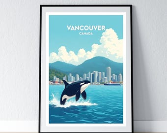 Vancouver Poster Vancouver Print Canada Wall Art Gift Travel Poster Print Home Wall Decor Illustration