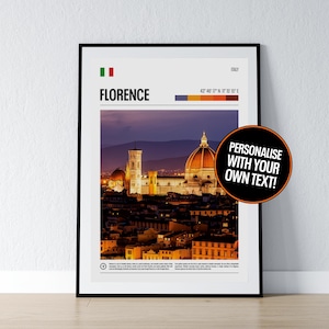 Póster de Florencia, arte mural de Florencia, impresión fotográfica con coordenadas de Florencia, regalo de viaje, póster de Italia, decoración de pared para el hogar.