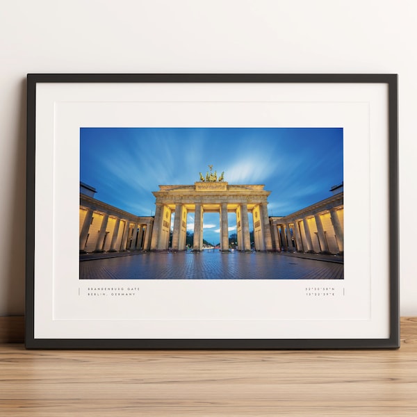 Berlin Print, Berlin Poster, Berlin Skyline, Puerta de Brandeburgo, Coordenadas de Berlín, Berlin Wall Art, Berlin Photo Print, Berlin Travel