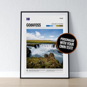 Godafoss Wasserfall Poster Godafoss Island Wandkunst Godafoss Koordinaten Fotodruck Reisegeschenk Poster Druck Hauswanddekor