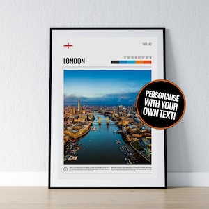 London Poster London Wand Kunst London England Koordinaten Foto Druck Reise Geschenk UK Großbritannien Poster Druck Hauswand Dekor