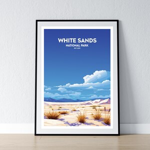 White Sands Nationalpark Poster White Sands Nationalpark Druck Minimalistisches Poster Print Wohnkultur Wandkunst Reisegeschenk WPA