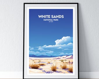 White Sands National Park Poster White Sands National Park Print Minimalist Poster Print Home Decor Wall Art Travel Gift WPA