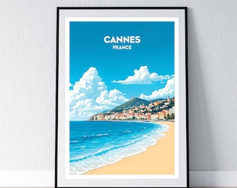 Cannes Poster French Riviera Print Cannes France Wall Art Gift Travel Poster Print Home Wall Decor Illustration