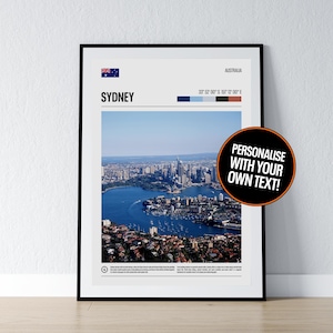 Sydney Poster Sydney Wandkunst Sydney Australien Koordinaten Fotodruck Reisegeschenk Poster Print Home Wanddeko