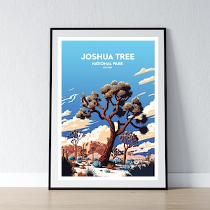 Póster del Parque Nacional Joshua Tree. Impresión minimalista. Decoración del hogar. Arte de pared. Regalo de viaje. WPA.