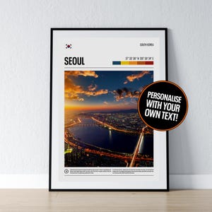 Seoul Poster Seoul Wandkunst Seoul Süd-Koreanische Koordinaten Foto-Druck Reise Süd-Koreanisches Geschenk Poster Print Home Wand Dekor