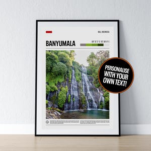 Banyumala Wasserfall Poster Bali Wandkunst Bali Indonesien Koordinaten Fotodruck Reisegeschenk Poster Print Home Wanddeko