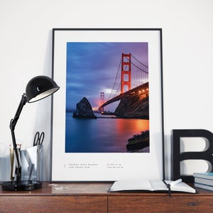 San Francisco Print, San Francisco Poster, Golden Gate Bridge, San Francisco Koordinaten, San Francisco Wandkunst, San Francisco Fotodruck