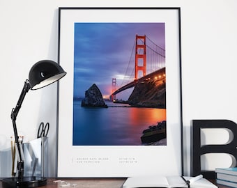 San Francisco Print, San Francisco Poster, Golden Gate Bridge, San Francisco Coordinates, San Francisco Wall Art, San Francisco Photo Print