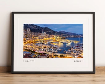 Monaco Print, Monaco Poster, Monaco Coordinates, Monaco Wall Art, Monaco Photo Print, Monaco Travel, Monte Carlo Print, Monte Carlo Poster