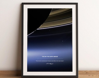The Day The Earth Smiled, Saturn, Space Poster, Space Print, Inspirational, Earth, Astronomy, Minimalist, Wall Art, Home Decor, Sci-Fi