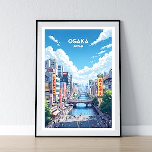 Osaka Poster Osaka Japan Print Japanese Wall Art Gift Travel Poster Print Home Wall Decor Illustration