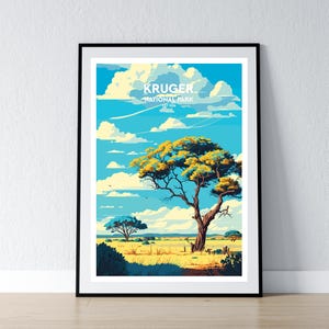 Kruger Nationalpark Poster Kruger Nationalpark Safari Wand Kunst Druck Minimalistisches Poster Print Wohnkultur Wand Kunst Reise Geschenk WPA