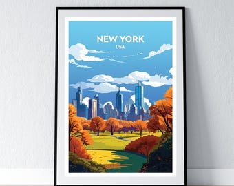 New York Poster New York Print New York Wall Art Gift United States Poster Print New York USA Home Wall Decor Illustration