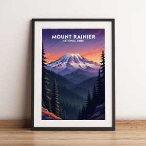 Mount Rainier National Park Print, Mount Rainier Poster, National Park Poster Print, National Park Wall Art, Travel Print, WPA Poster