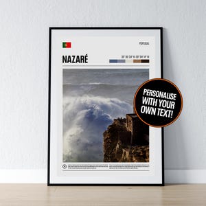 Nazare Poster Nazare Wandkunst Nazare Koordinaten Fotodruck Reisegeschenk Portugal Poster Druck Home Wanddekor