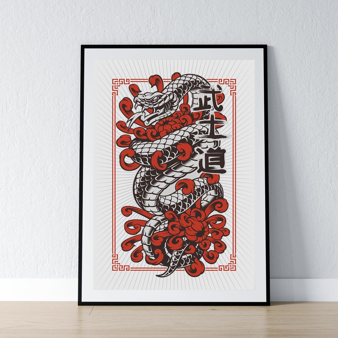 Snake Viper Poster - Japanese Print, Traditional, Chinese, Wall Art ...