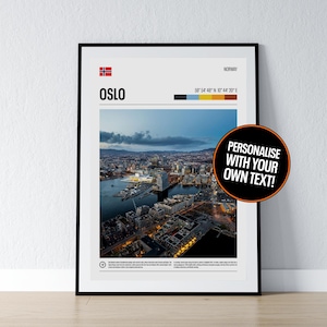 Oslo Poster Oslo Wandkunst Oslo Norwegen Koordinaten Foto Druck Reisegeschenk Poster Druck Hauswand Dekor