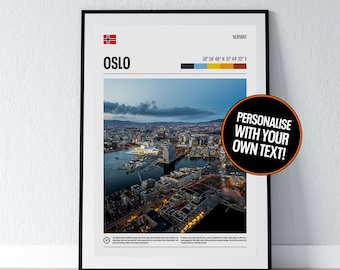Oslo Poster Oslo Wall Art Oslo Norway Coordinates Photo Print Travel Gift Poster Print Home Wall Decor