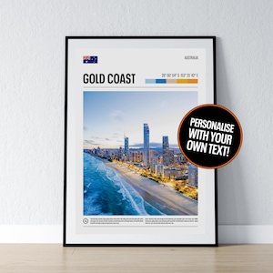 Gold Coast Queensland Koordinaten Fotodruck Australien Reisegeschenk Poster Print Home Wanddeko