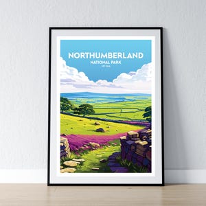 Northumberland National Park Poster Northumberland National Park Druck Minimalistisches Poster Print Home Decor Wand Kunst Reise Geschenk WPA