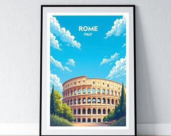 Rome Poster Rome Print Rome Wall Art Gift Travel Poster Print Home Wall Decor Illustration Italy Wall Art Italy Poster Italy Print WPA