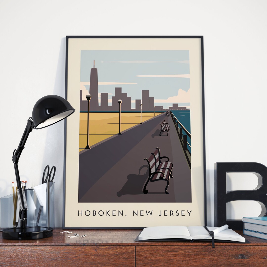 Hoboken Print, Hoboken Poster, Hoboken Vintage Retro Print, Hoboken