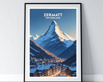 Zermatt Print, Zermatt Poster, Zermatt Coordinates, Zermatt Wall Art, Zermatt Photo Print, Matterhorn Print, Matterhorn Poster