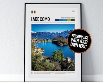 Lake Como Poster Lake Como Wall Art Lake Como Coordinates Photo Print Travel Gift Italy Poster Print Home Wall Decor