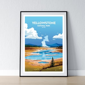 Yellowstone Nationalpark Poster Yellowstone Nationalpark Druck Minimalistisches Poster Print Wohnkultur Wandkunst Reisegeschenk WPA
