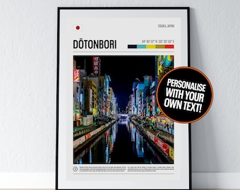 Osaka Dotonbori Poster Dotonbori Wall Art Osaka Coordinates Photo Print Travel Gift Japan Poster Print Home Wall Decor