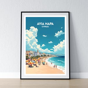 Ayia Napa Poster Cyprus Print Ayia Napa Wall Art Gift Travel Poster Print Home Wall Decor Illustration