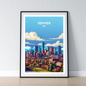 Denver Poster Denver Druck Denver Wand Kunst Colorado Geschenk Reise Poster Druck Haus Wand Dekor Illustration