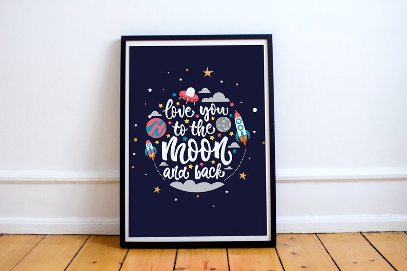 Love You to the Moon and Back Poster Valentines Print Wall - Etsy