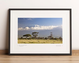 Mt Kilimanjaro Print, Mount Kilimanjaro Poster, Kilimanjaro Coordinates, Kilimanjaro Wall Art, Kilimanjaro Photo Print, Kilimanjaro Travel