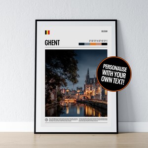 Ghent Poster Ghent Wandkunst Ghent Koordinaten Foto Druck Reisegeschenk Belgien Poster Druck Home Wanddekor