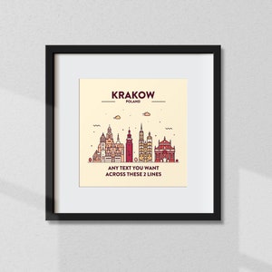 Personalised Krakow Print, Customised Krakow Poster, Krakow Coordinates, Krakow Wall Art, Wall Print, Travel Gift, Souvenir, Home Decor