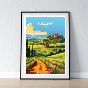 Toskana Poster Toskana Druck Toskana Wand Kunst Geschenk Reise Poster Print Home Wand Dekor Illustration WPA