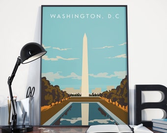 Washington D.C Print, Washington D.C Poster, Washington DC Vintage Retro Print, Washington DC Vintage Retro Poster, Washington DC Art