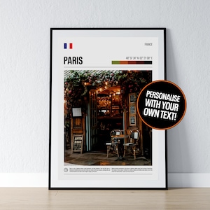 Póster de París, arte mural de París, coordenadas de café de París, impresión fotográfica de Francia, regalo de viaje, póster francés, impresión, decoración de pared para el hogar