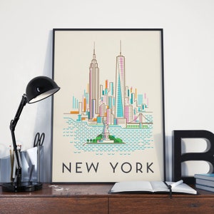 New York Print, New York Poster, New York Vintage Retro Print, New York Vintage Retro Poster, New York Wall Art, New York Travel, Travel