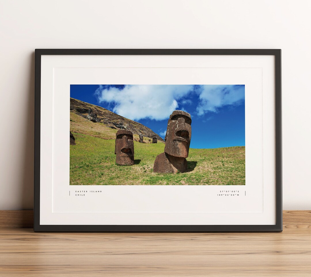 Easter Island Print, Easter Island Poster, Easter Island Coordinates