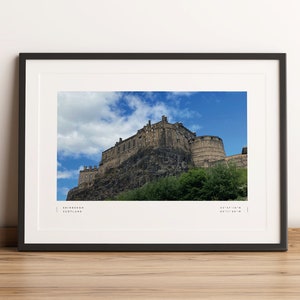 Edinburgh Castle Print, Edinburgh Poster, Edinburgh Coordinates, Edinburgh Wall Art, Edinburgh Black and White, Edinburgh Travel