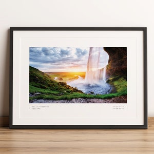 Seljalandsfoss Print, Iceland Print, Iceland Poster, Iceland Coordinates, Iceland Wall Art, Iceland Waterfall, Iceland Travel, Waterfall